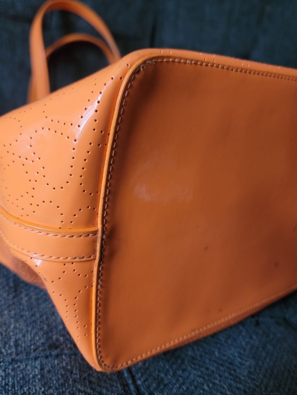 Kate Spade Perforated Spade Neon Orange Tote - Picture 6 of 15